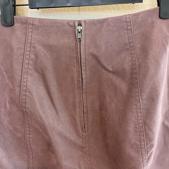 Free People Mauve Pencil Mini Skirt Size 4 Vegan Suede Leather Academia U3 - Picture 9 of 12